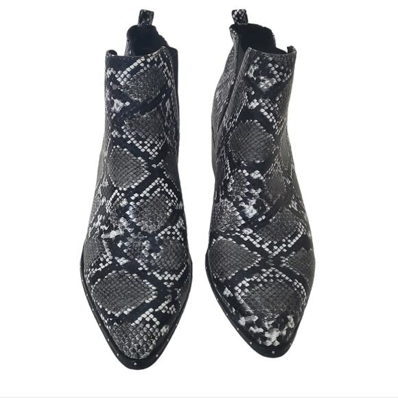 Bar III | Gabby Snake Print Vegan Leather Studded Heeled Chelsea Booties - Picture 3 of 11